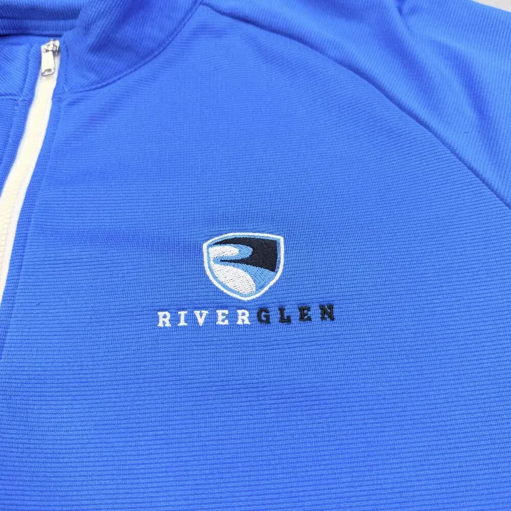Adidas Golf Pullover Mens XL Blue Quarter Zip Riverglen Logo Performance Top